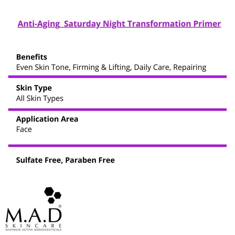 M.A.D Skincare Anti-Aging Saturday Night Transformation Primer W/Ceramide Complex - Image 3